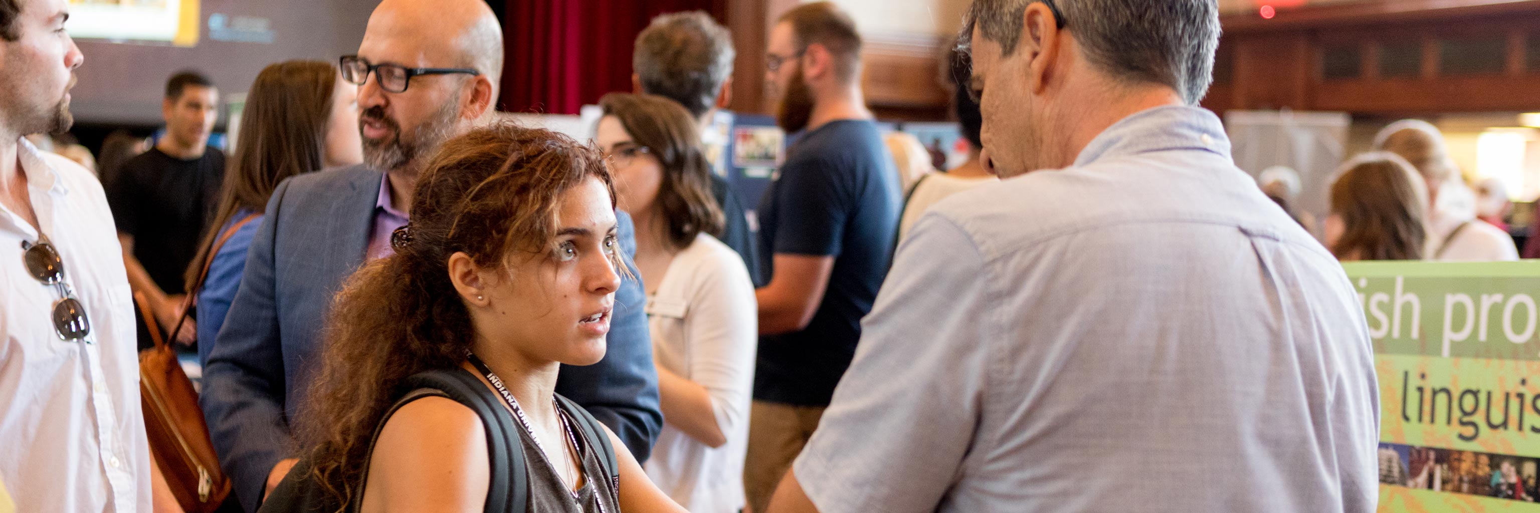 Student speaking with an adviser