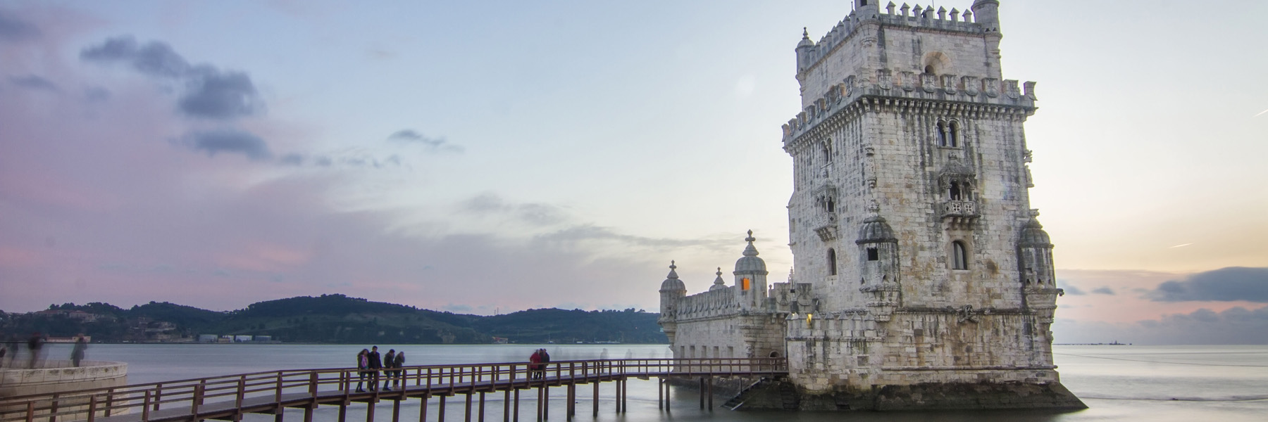 A stone fortress located in a lake in Lisbon, Portugal 