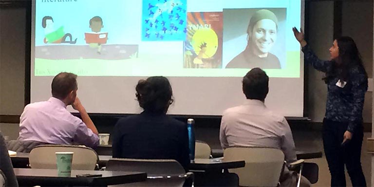 Taís Xavier Carvalho presents at the Third Annual IU Bloomington Three Minute Thesis Competition in 2018.