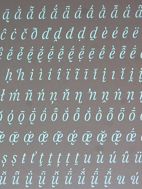 A screenshot of different accented letters.