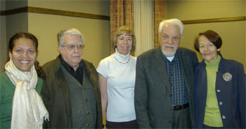 Graduate student Mazinha Hauskrecht, Professor Emeriti Heitor Martins, 	Professor Darlene Sadlier, guests Cícero Sandroni and Laura Sandroni