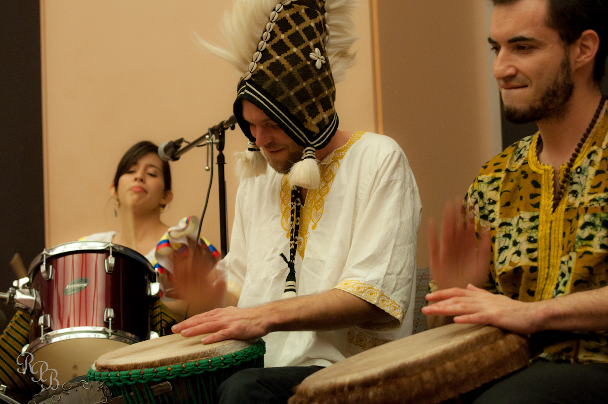 Students playing bongos